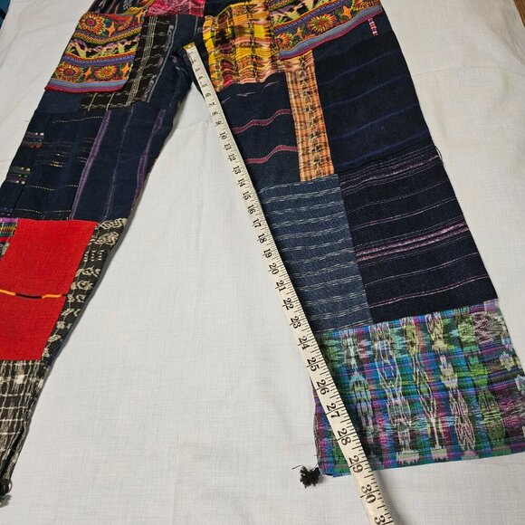 Guatemalan Boho Multicolor Multipattern Unisex Artsy Pants Woven Embroidery Uniq - Picture 9 of 15